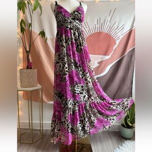 Victoria's Secret maxi animal print floral adjustable straps dress size M